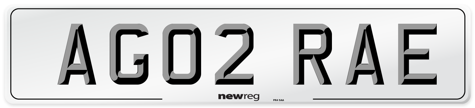 AG02 RAE Number Plate from New Reg